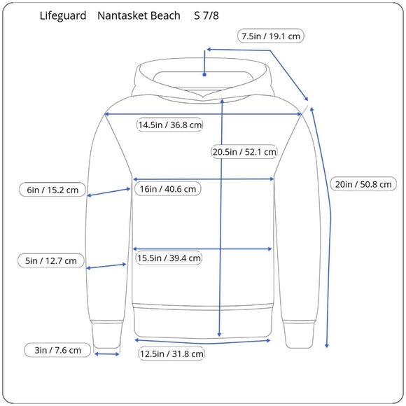 Lifeguard Nantasket Beach Embroidered Silver Red Letters Boys Cotton Poly Hoodie - Picture 2 of 16